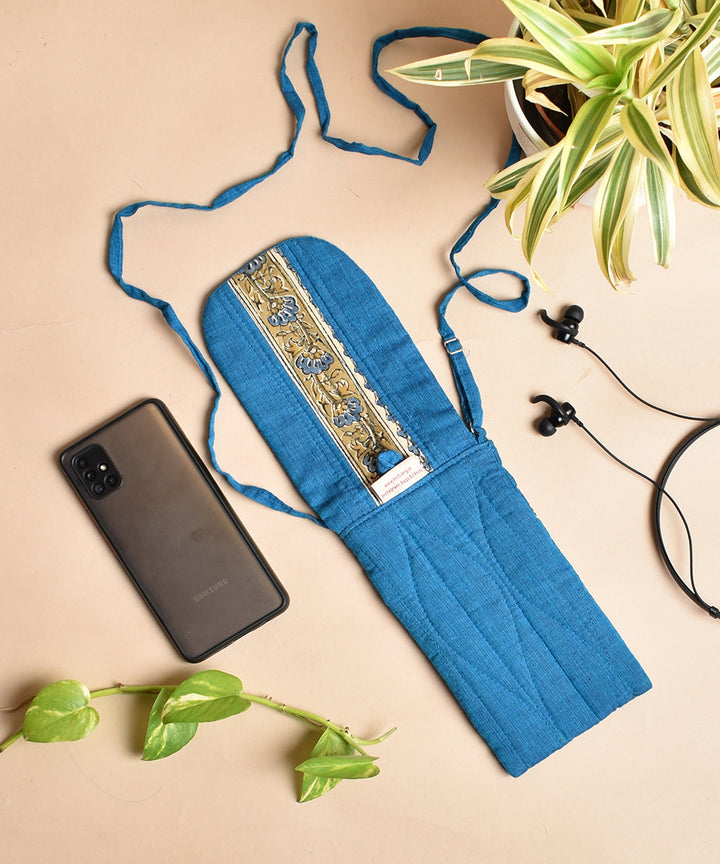 Blue handcrafted cotton sling bag