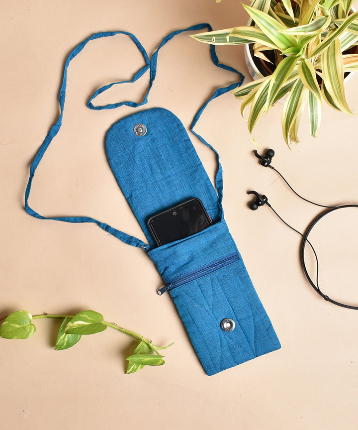 Blue handcrafted cotton sling bag