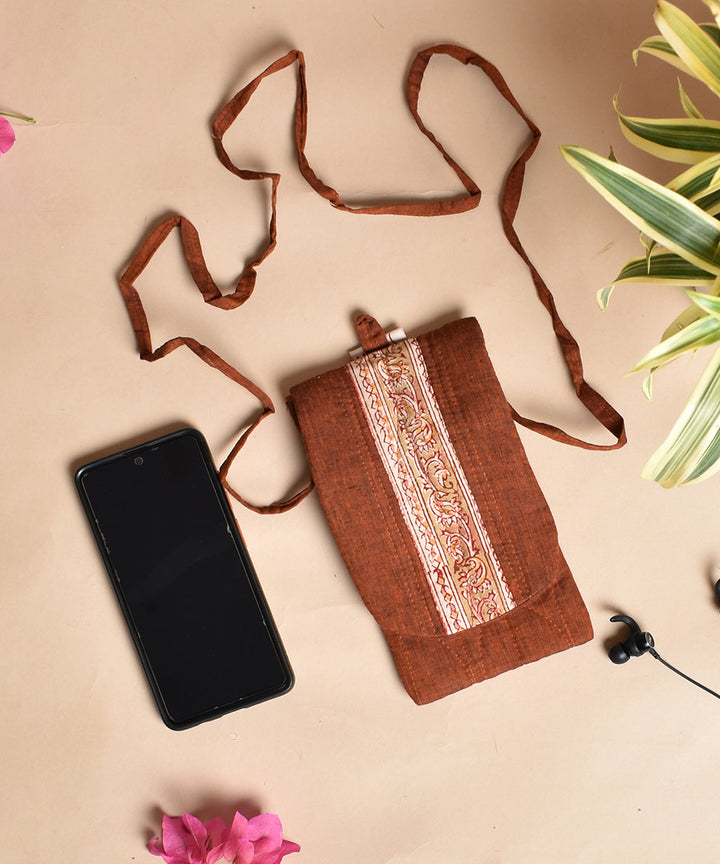 Maroon mustard handcrafted cotton sling bag