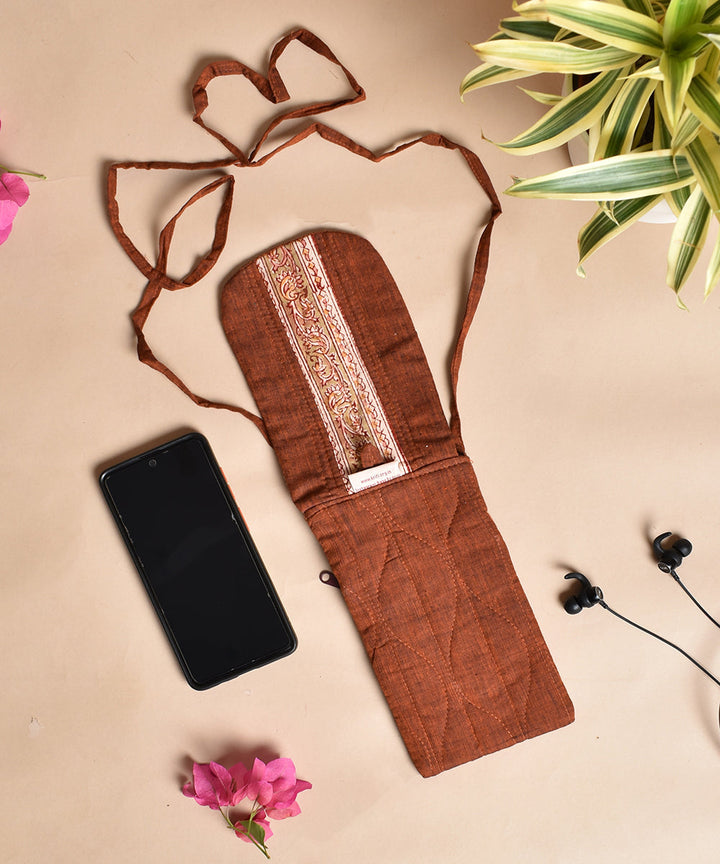 Maroon mustard handcrafted cotton sling bag