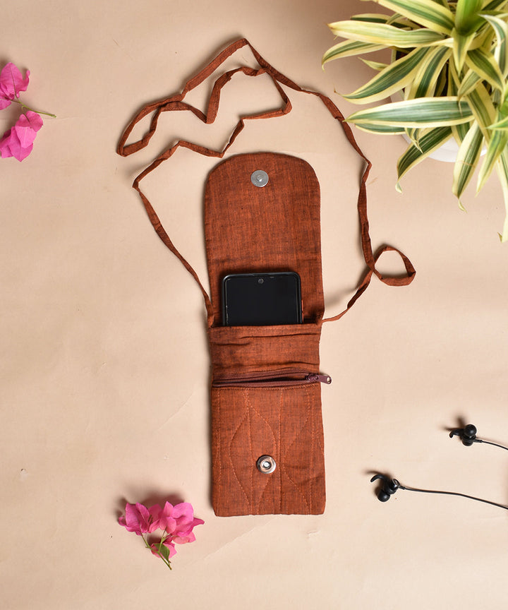 Maroon mustard handcrafted cotton sling bag