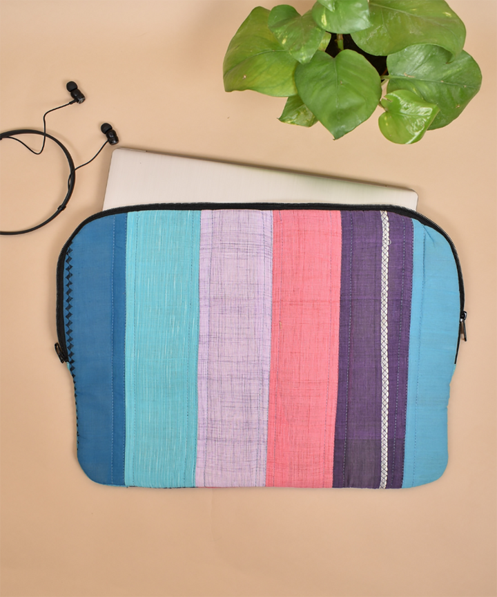Multi color handcrafted cotton laptop sleeve