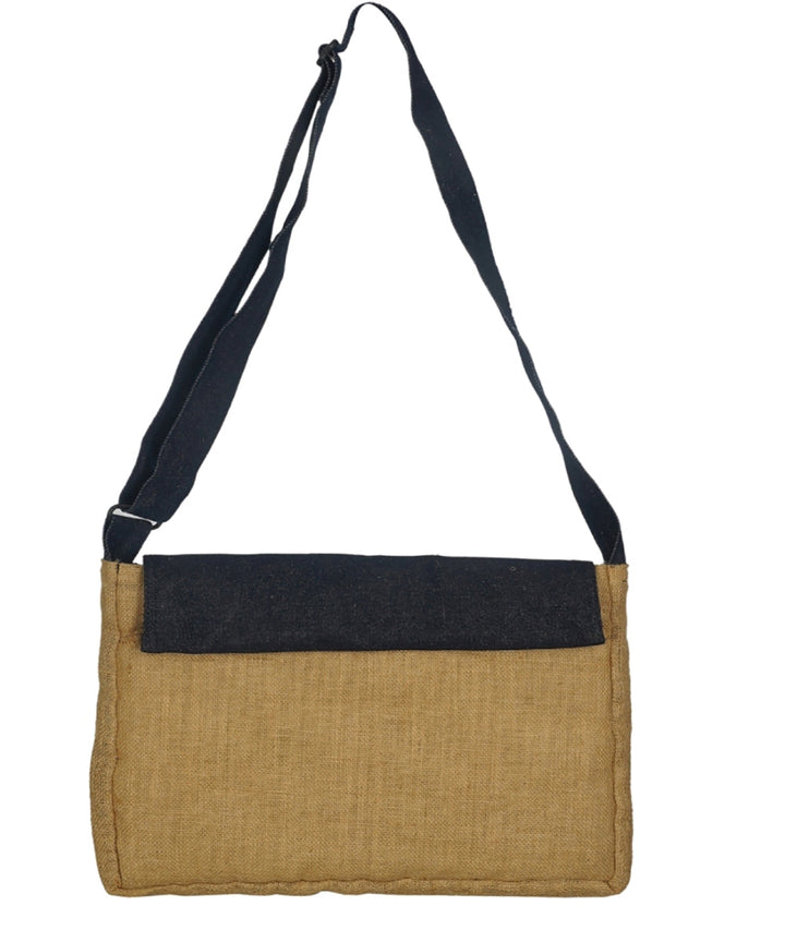 Blue handcrafted cotton jute laptop bag