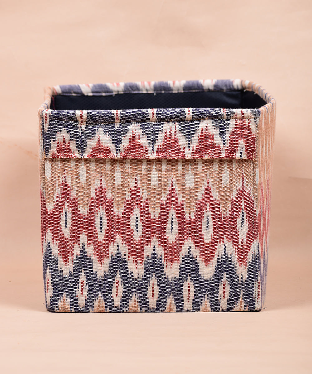 Multicolor handcrafted foldable cotton stationary basket