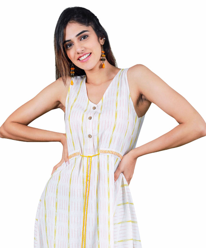 White handcrafted pochampally cotton dress