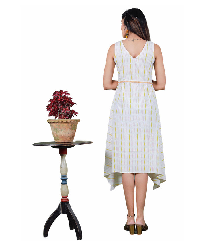 White handcrafted pochampally cotton dress