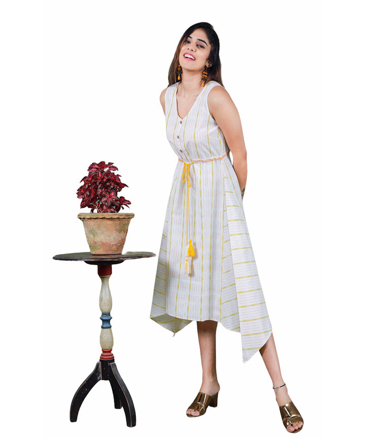 White handcrafted pochampally cotton dress