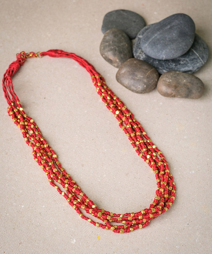 Red octa layered necklace