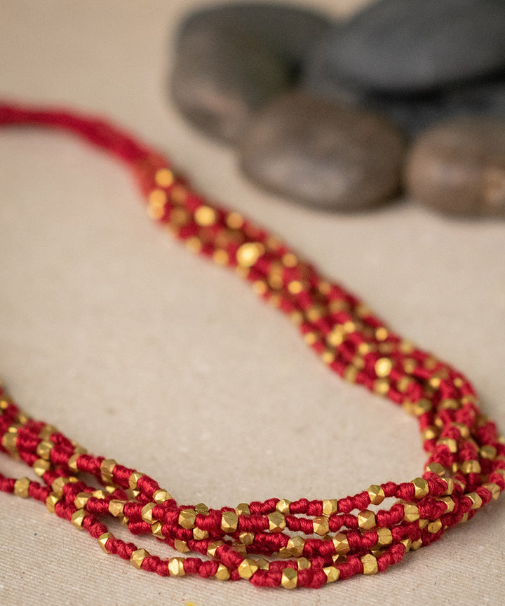 Red octa layered necklace