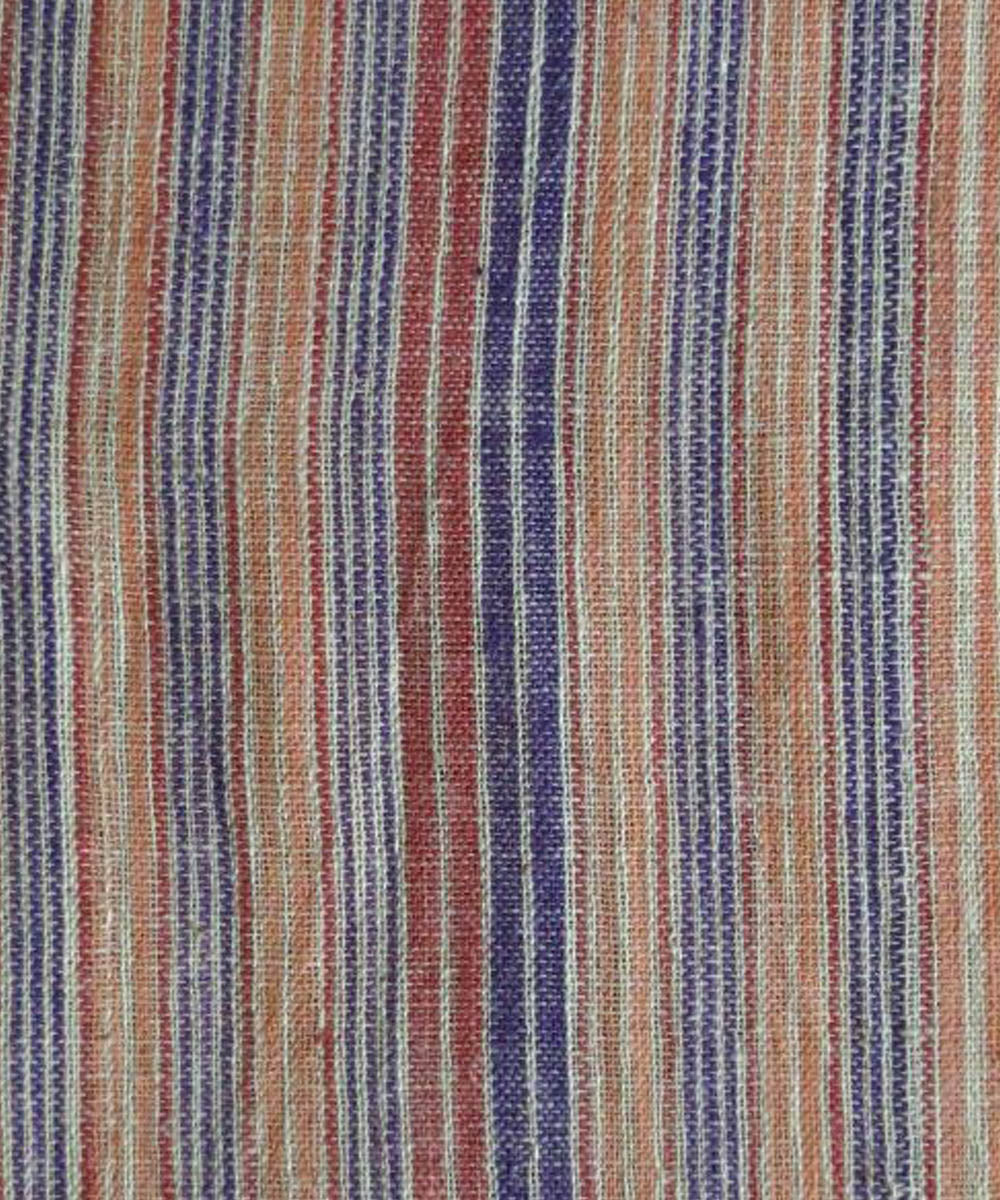 Multicolor stripes cotton handspun handwoven fabric
