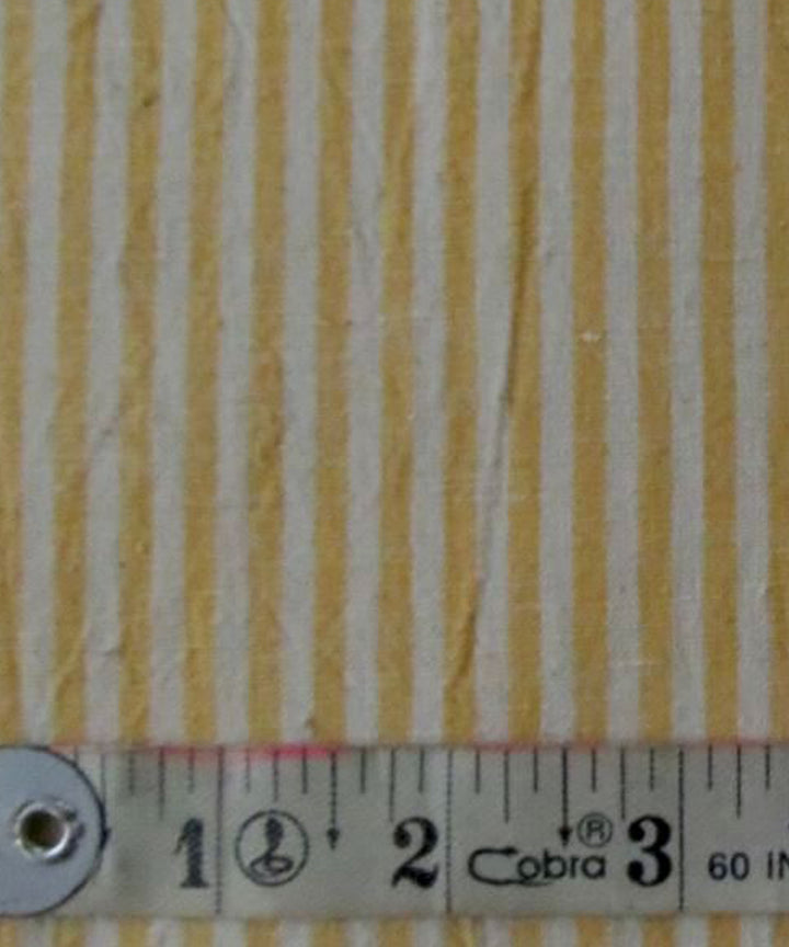 Cream yellow stripes cotton handspun handwoven fabric