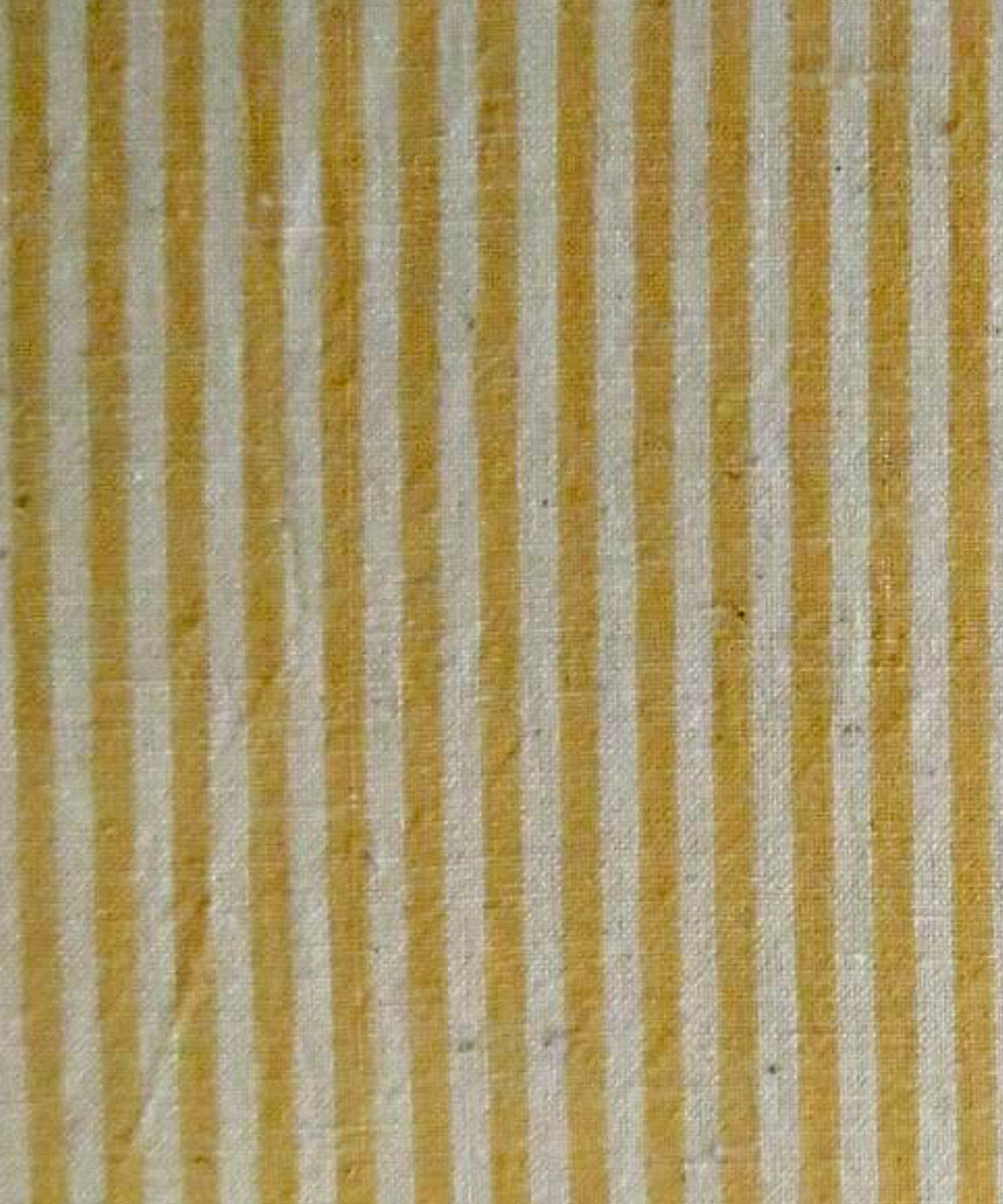 Cream yellow stripes cotton handspun handwoven fabric