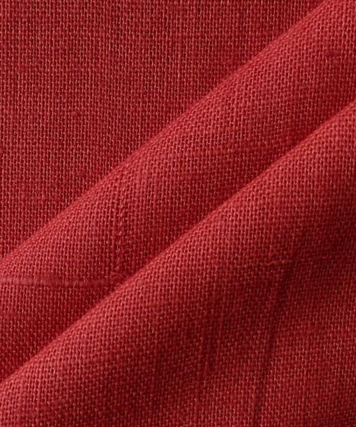 Red handwoven natural dyed handspun handwoven cotton fabric