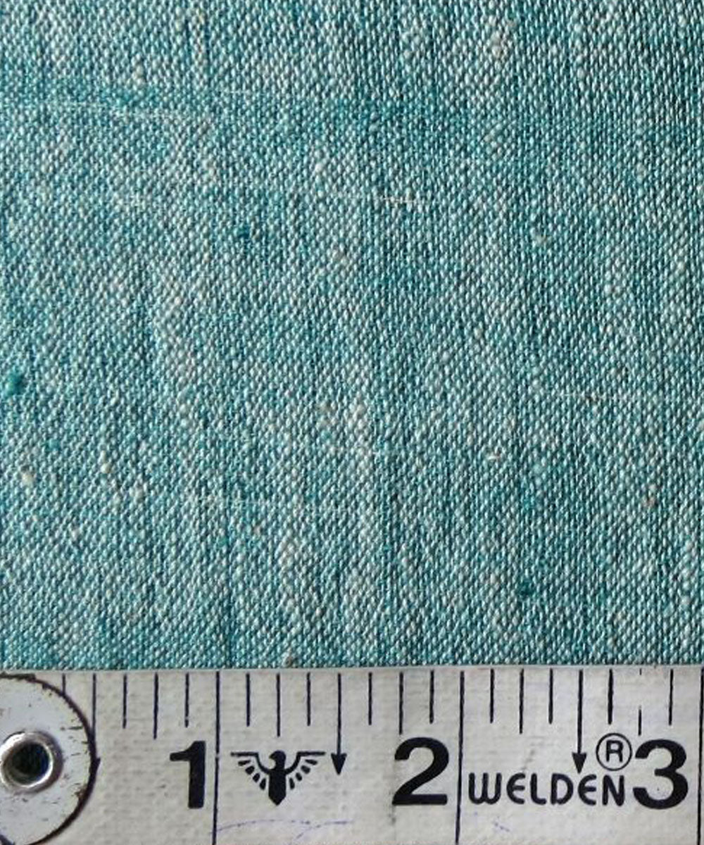 Cyan green handwoven handspun handwoven cotton fabric
