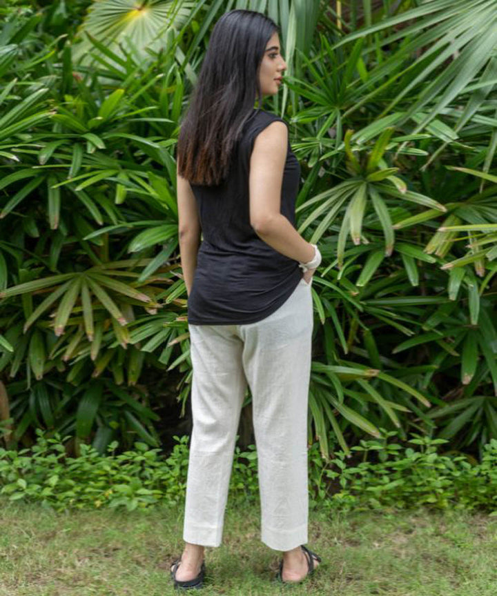 Beige handcrafted ankle pant