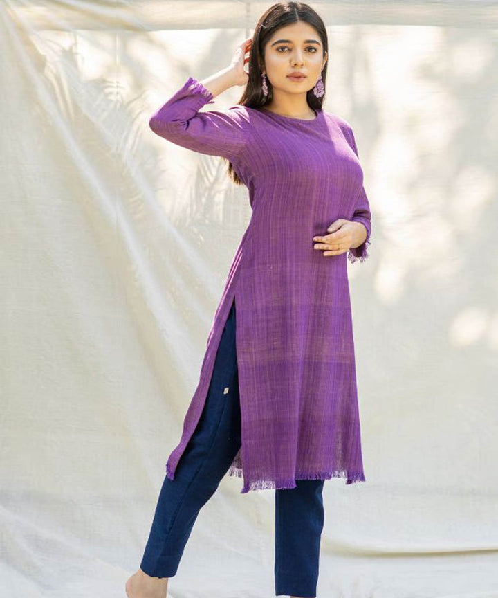 Purple raw edged handcrafted tunic