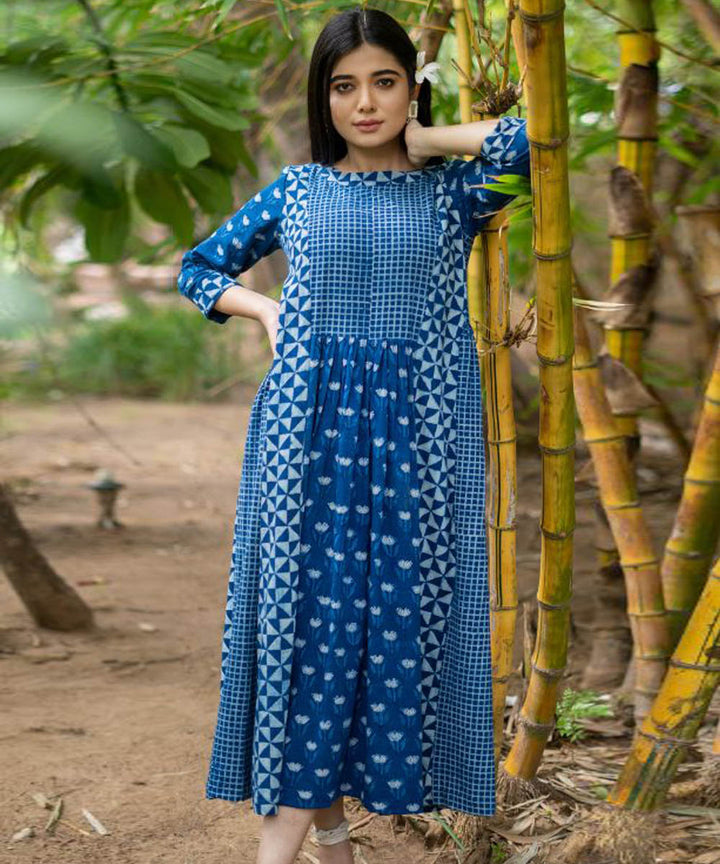 Indigo printed dress