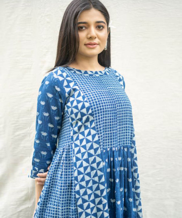 Indigo printed dress