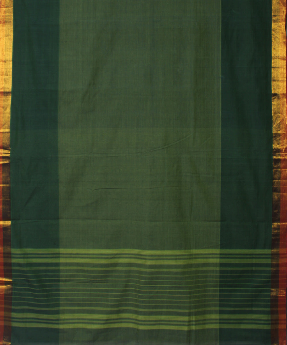 Olive green handwoven cotton mangalagiri saree