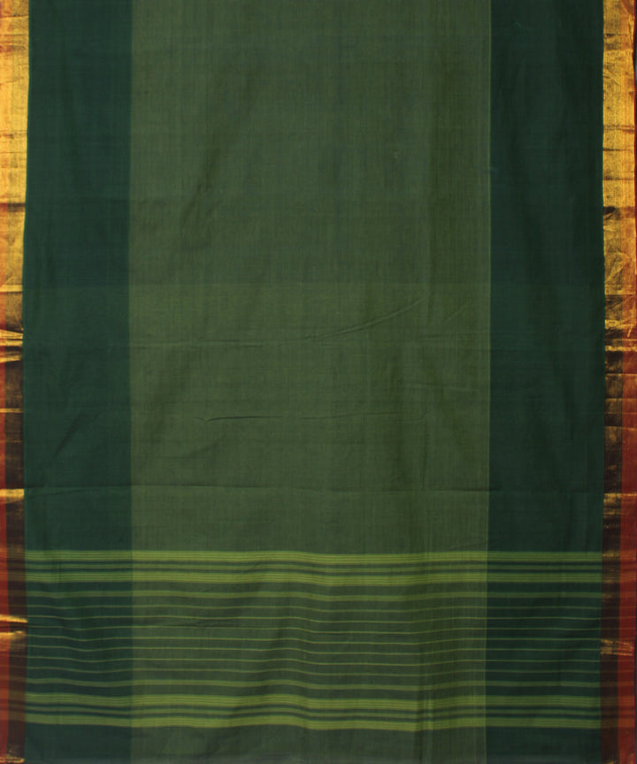 Olive green handwoven cotton mangalagiri saree