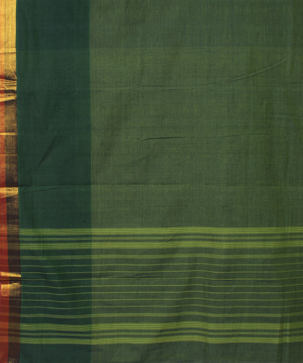 Olive green handwoven cotton mangalagiri saree