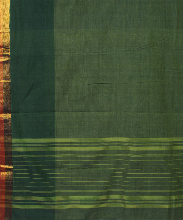 Olive green handwoven cotton mangalagiri saree