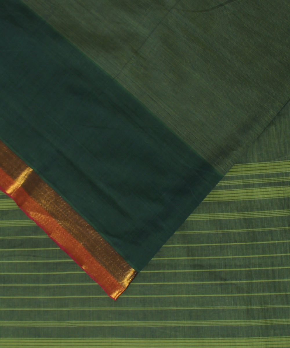 Olive green handwoven cotton mangalagiri saree