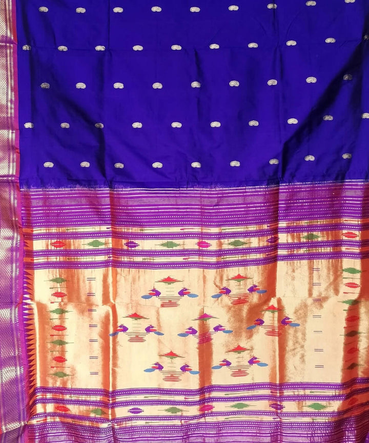 Royal blue and purple silk handloom paithani saree