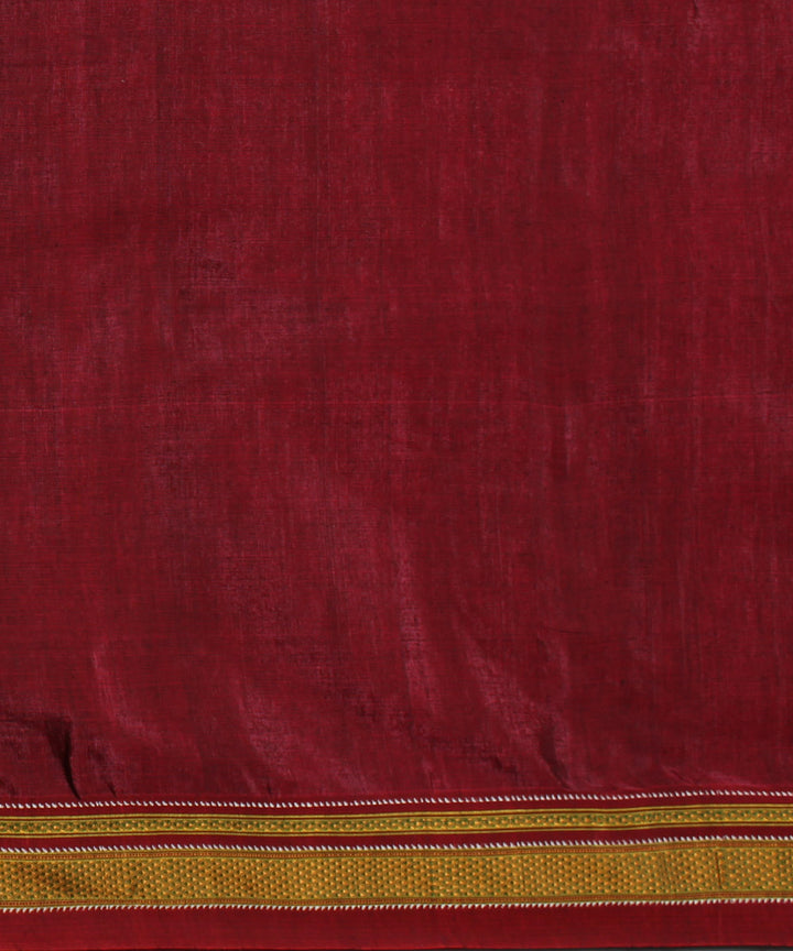 Maroon red handwoven cotton art silk chikki paras border ilkal saree