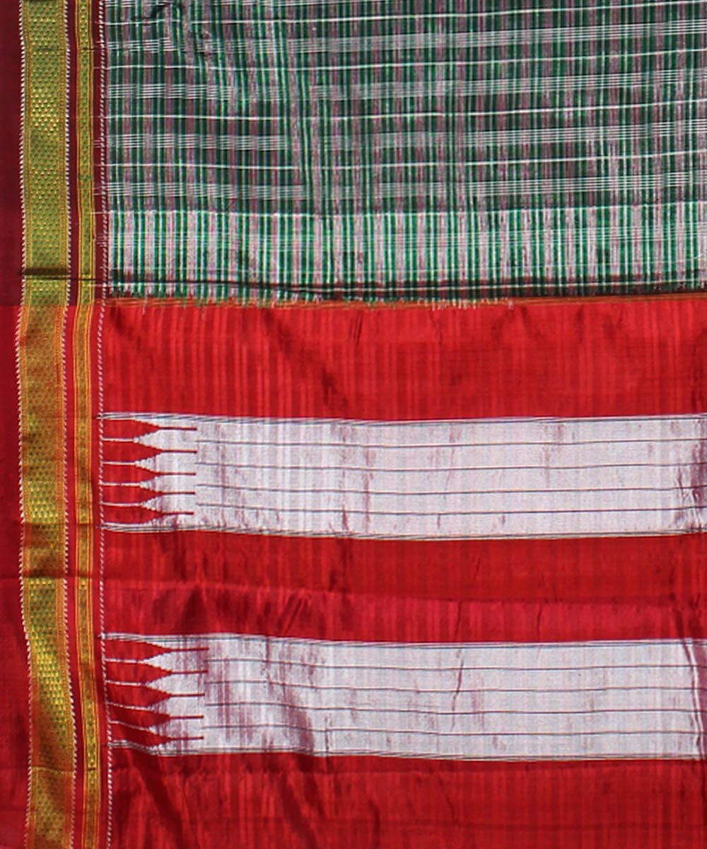 Green grey handwoven cotton art silk chikki paras ilkal saree