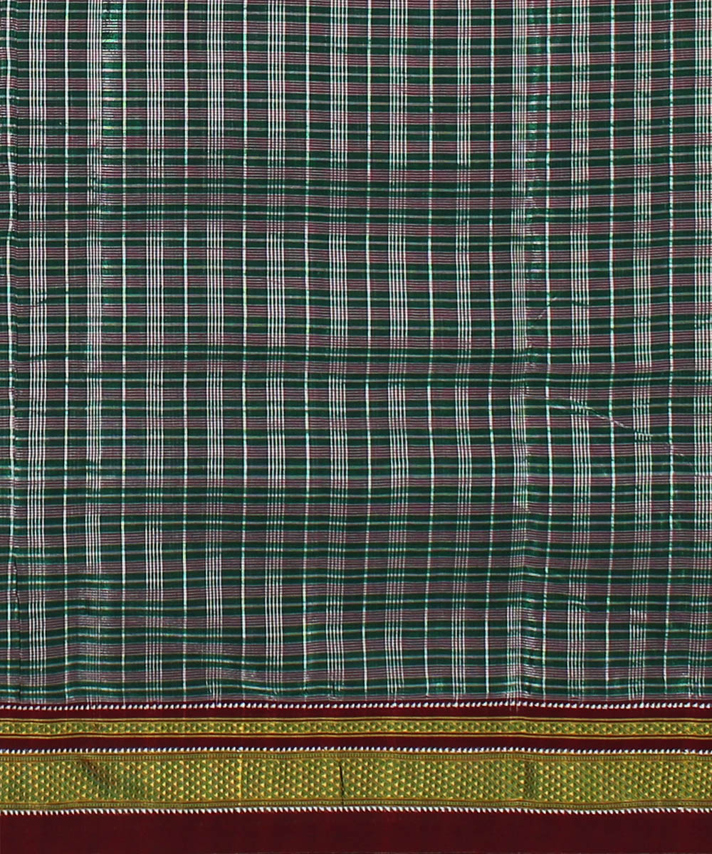 Green grey handwoven cotton art silk chikki paras ilkal saree
