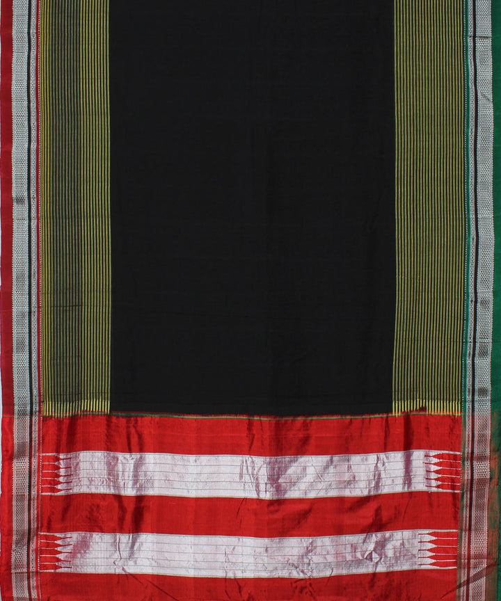 Black red handloom cotton art silk chikki paras border ilkal saree