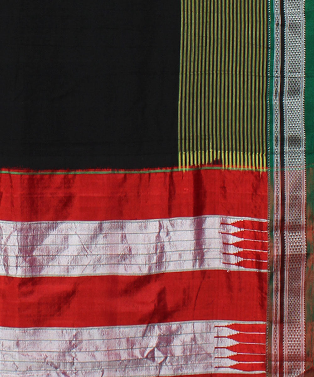 Black red handloom cotton art silk chikki paras border ilkal saree