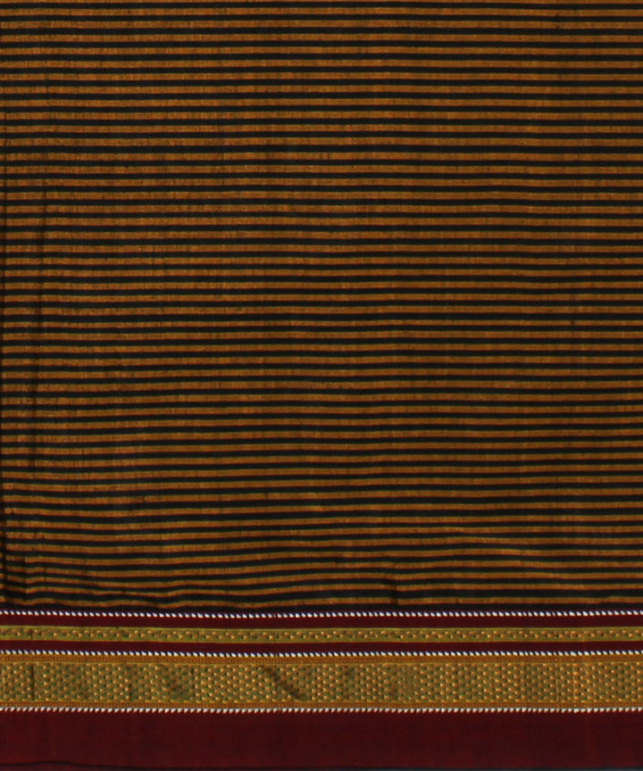Brown red handwoven cotton art silk chikki paras border ilkal saree