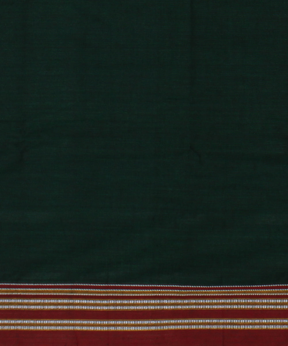 Dark green maroon handwoven cotton gayatri border ilkal saree