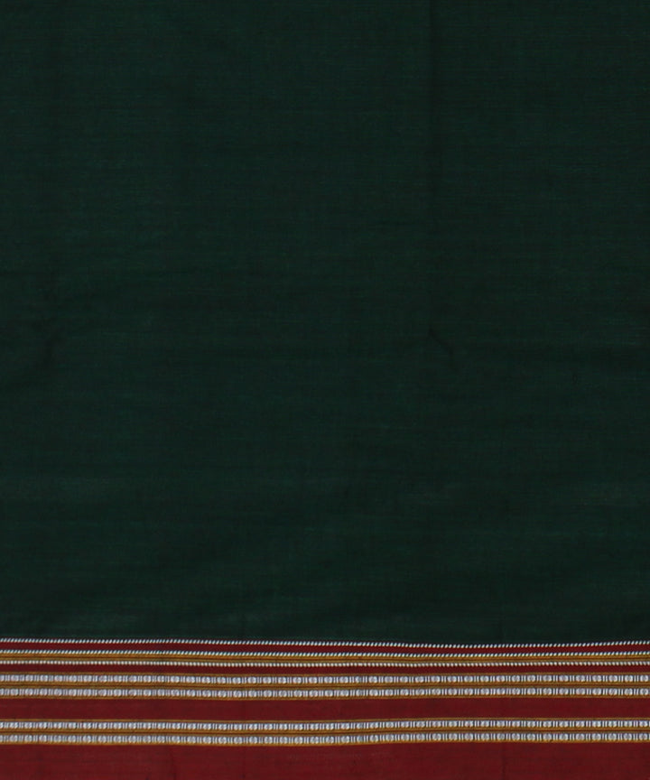 Dark green maroon handwoven cotton gayatri border ilkal saree