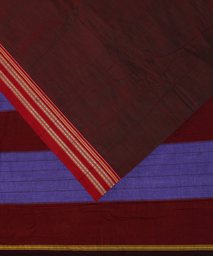 Maroon handwoven cotton gayatri border ilkal saree