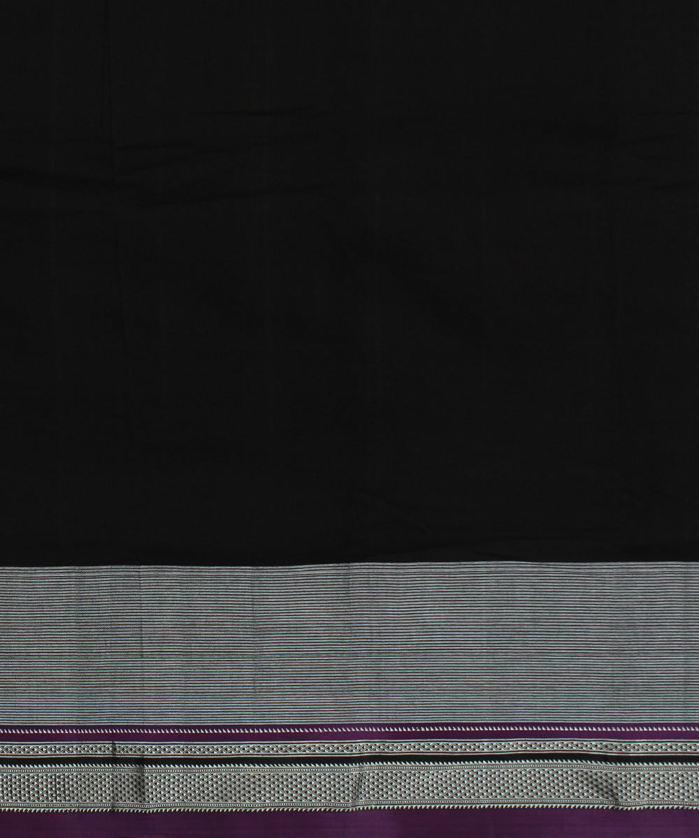Black grey handwoven cotton art silk chikki paras border ilkal saree