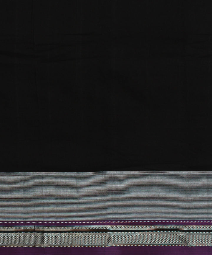 Black grey handwoven cotton art silk chikki paras border ilkal saree