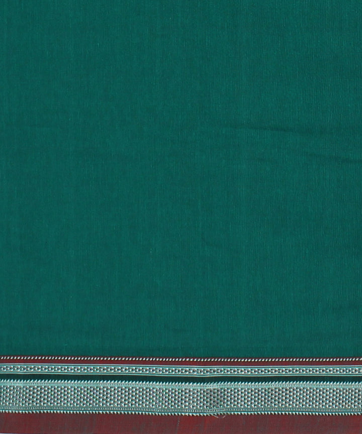 Cyan green red handloom cotton art silk chikki paras ilkal saree