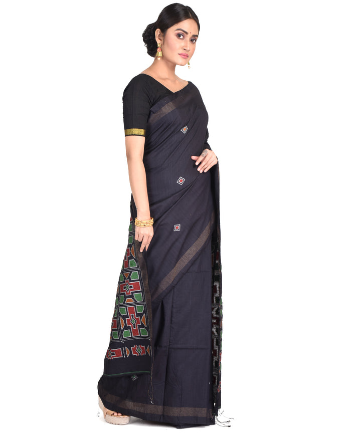 Black handwoven bengal silk jamdani sari