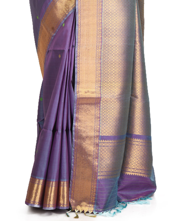 Double shaded mauve handwoven silk bengal sari
