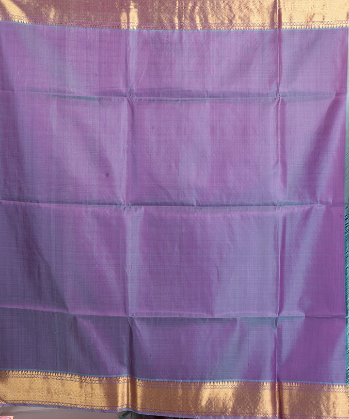 Double shaded mauve handwoven silk bengal sari
