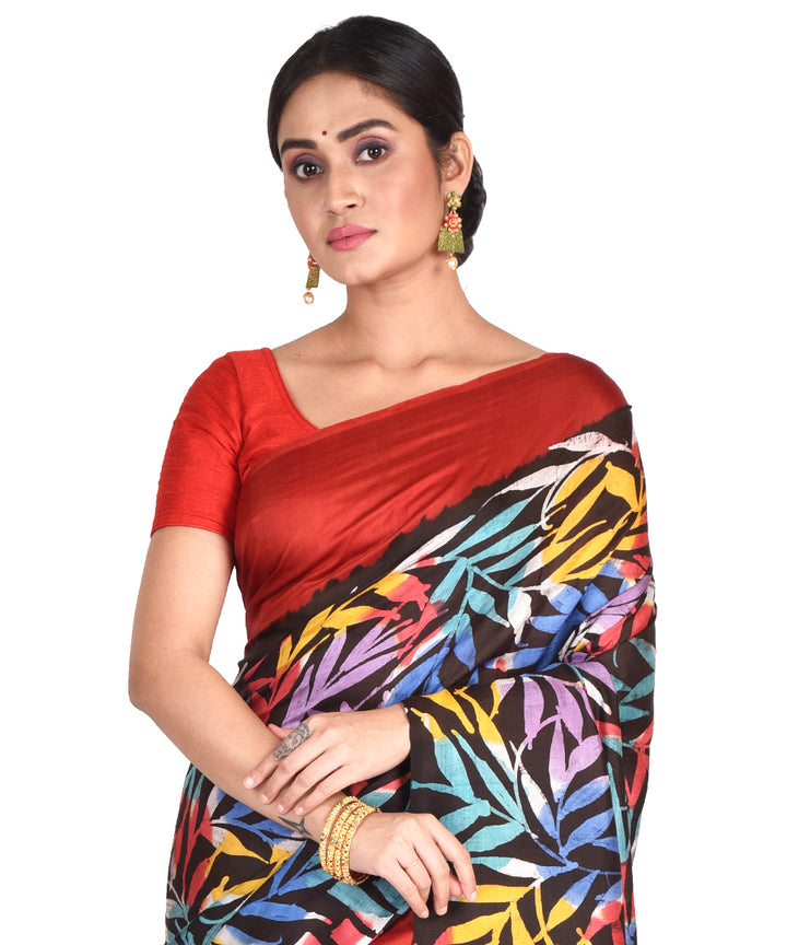 Multicolor batik tie dyed silk bengal sari