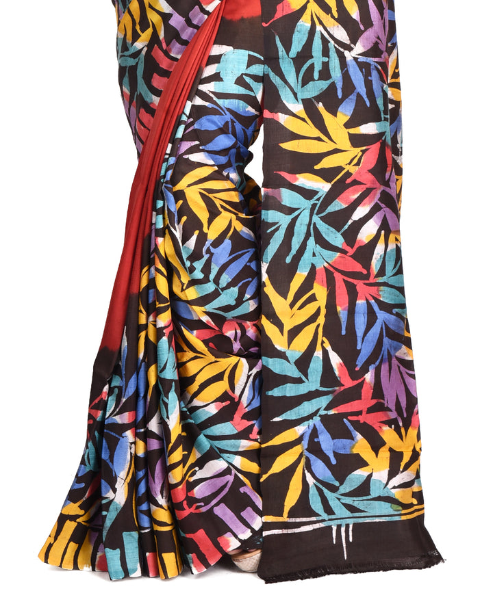Multicolor batik tie dyed silk bengal sari