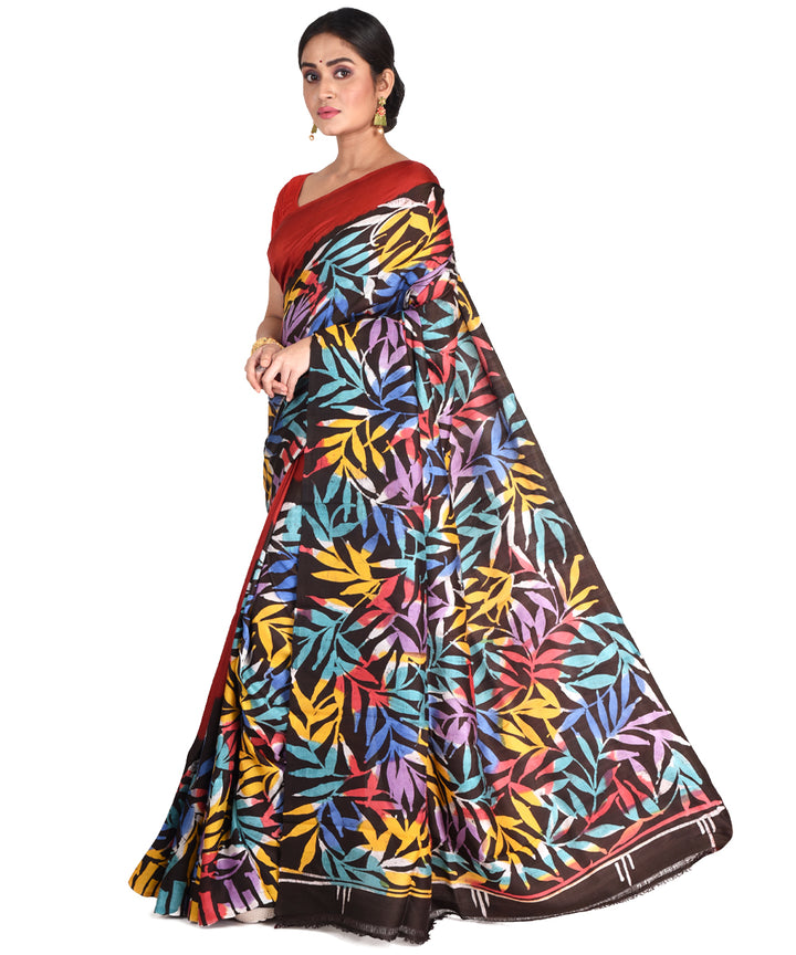 Multicolor batik tie dyed silk bengal sari