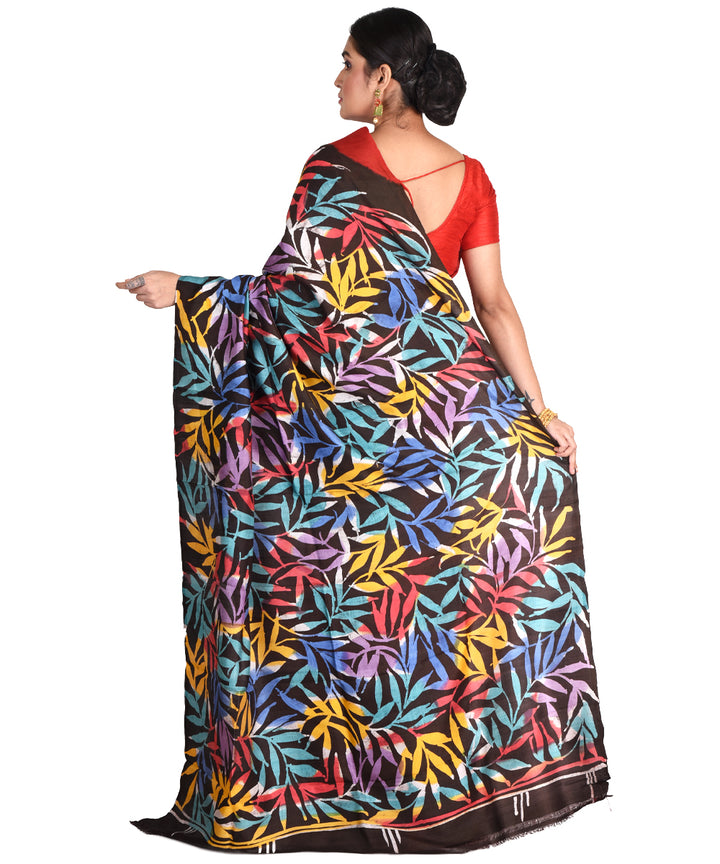 Multicolor batik tie dyed silk bengal sari