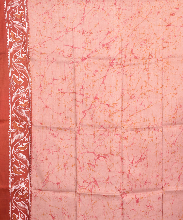 Brown batik tie dyed silk bengal sari