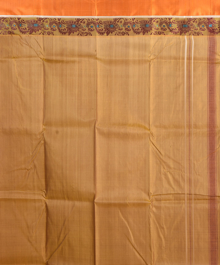 Mustard brown handwoven silk garad bengal sari
