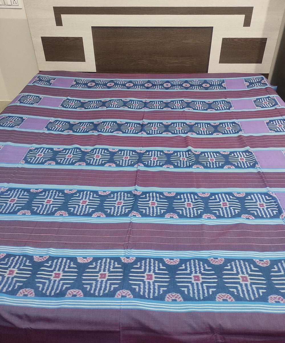 Grey and mauve handloom sambalpuri cotton bedsheet